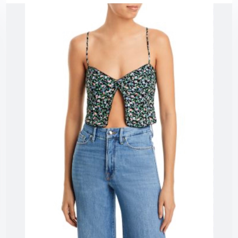AFRM Floral Spaghetti Strap Top - Black With Flowers New Small